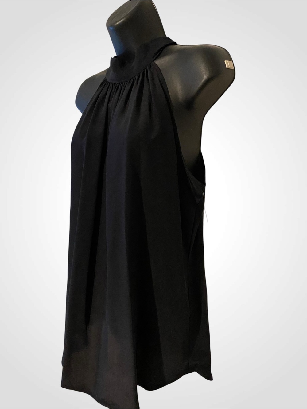 Fifteen Twenty 100% Silk Black Halter Top Tie Neck Sleeveless Blouse NWOT Size S - Picture 6 of 11